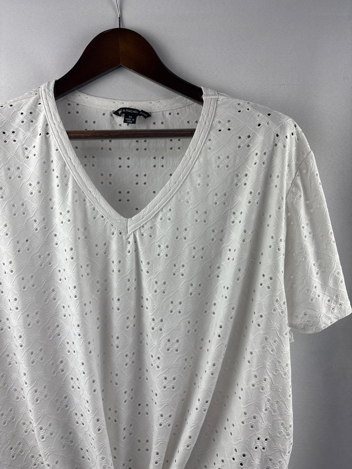 Women’s Zac &amp; Rachel Size 1X White V-Neck T-Shirt