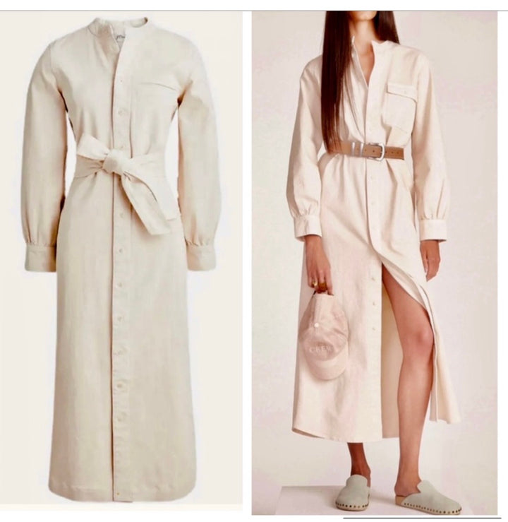 J.Crew Stretch Twill Button Down Cream Shirt Dress Sz14 NWT