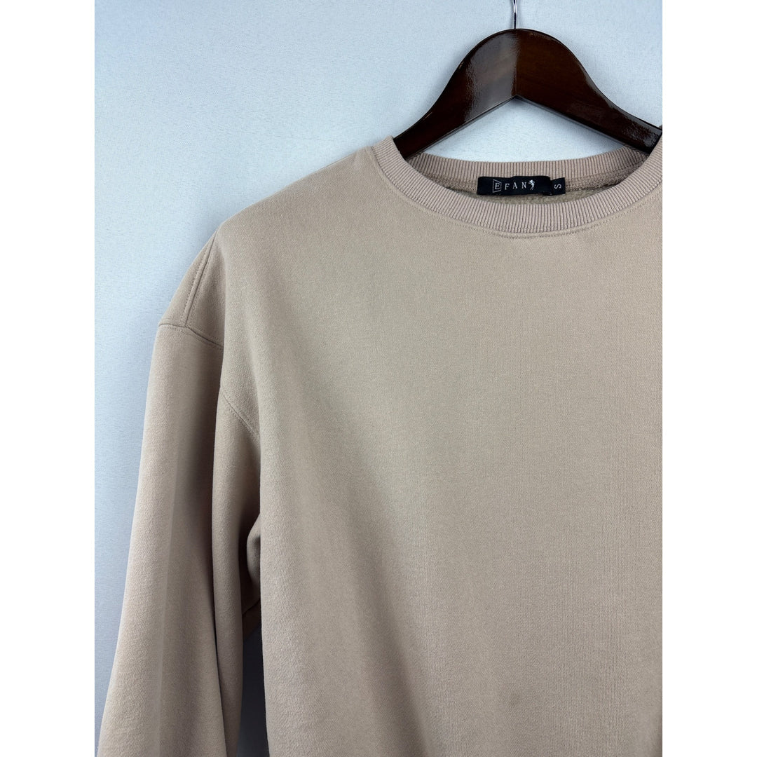 Women’s Efan Small Beige Fleece Lined Crewneck