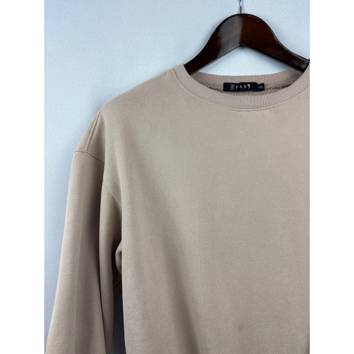 Women’s Efan Small Beige Fleece Lined Crewneck