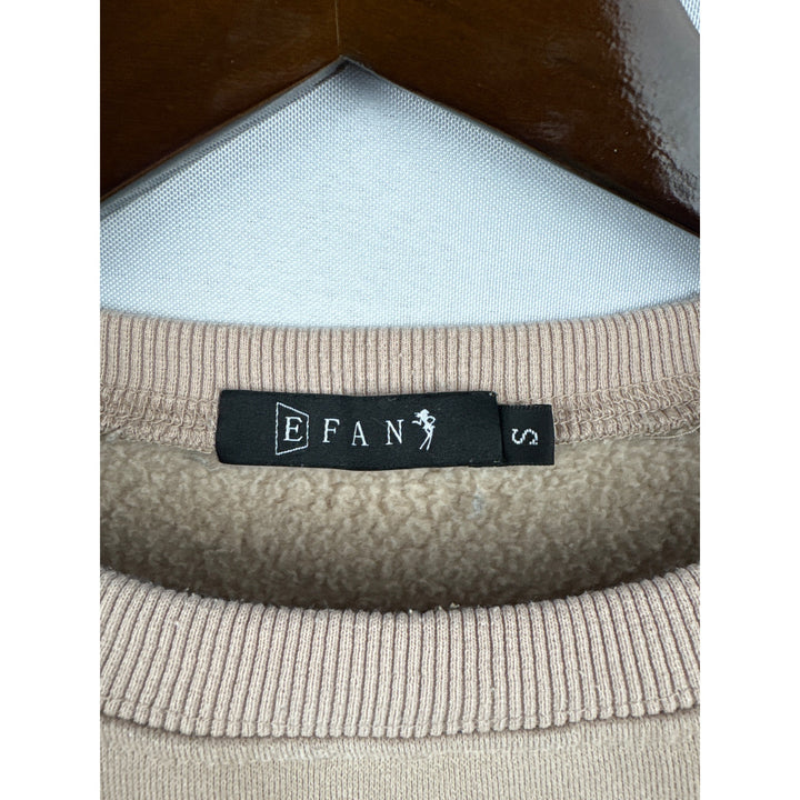 Women’s Efan Small Beige Fleece Lined Crewneck