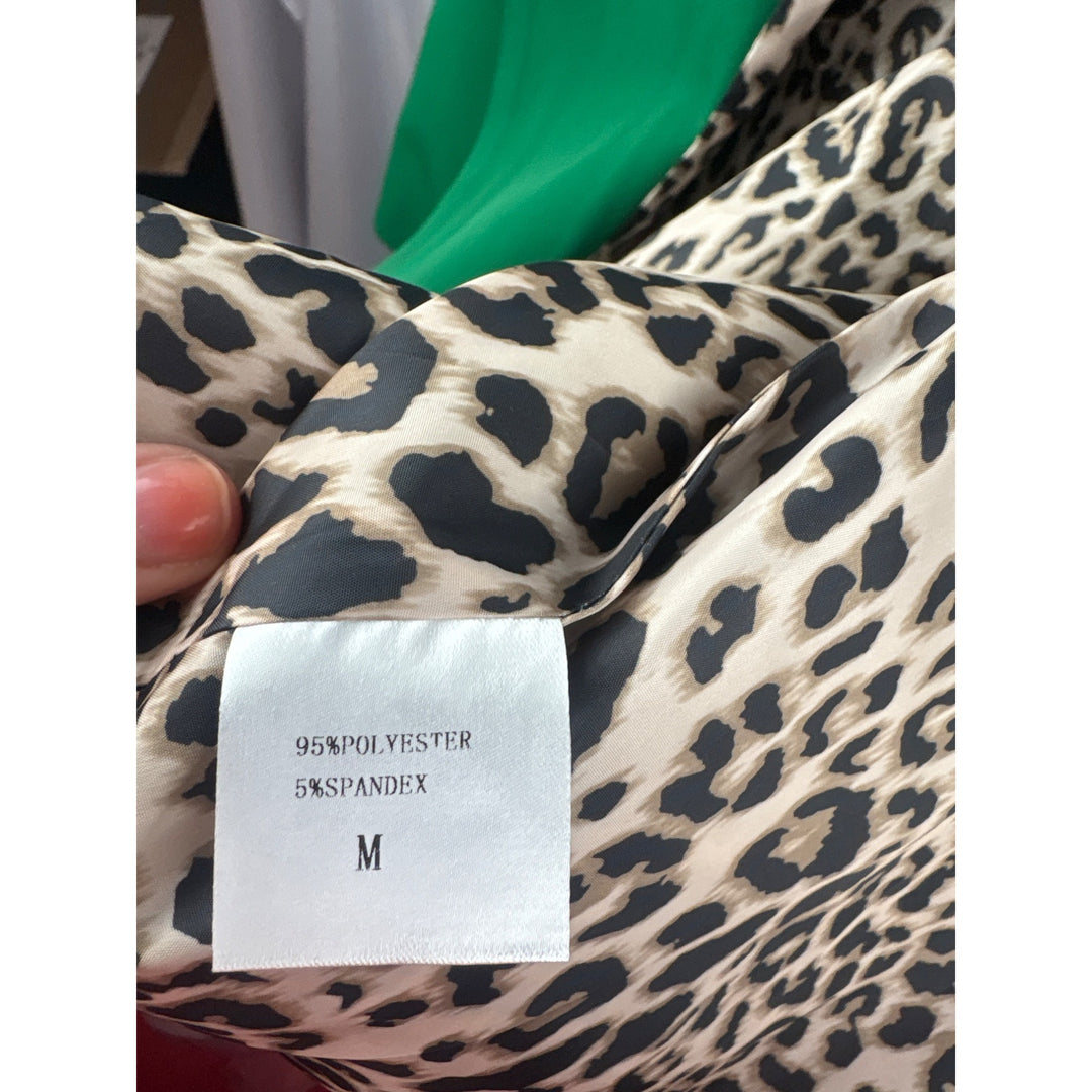 Green Blazer With Leopard Print Lining Medium By Amazon