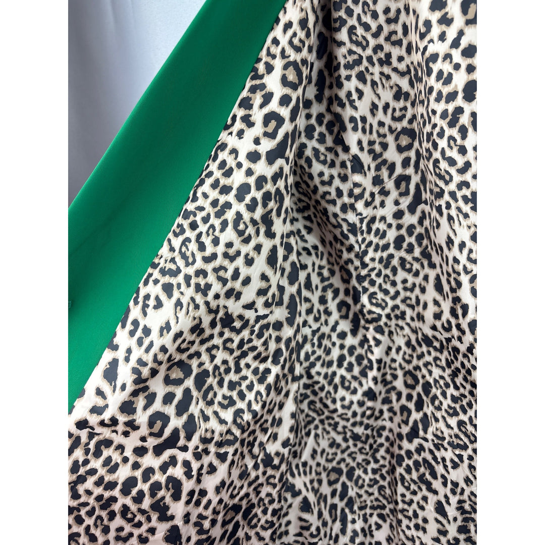 Green Blazer With Leopard Print Lining Medium By Amazon