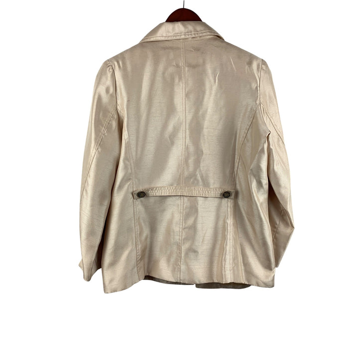 Susan Graver XS Womens Blazer Jacket Satin Look Polyester Beige