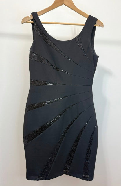 GUESS Black Sequin Panel Little Black Dress Sz10