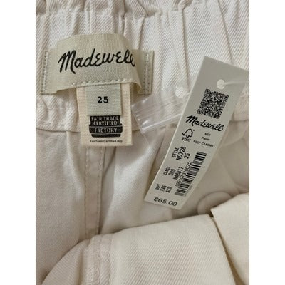 Madewell Womens High-Rise Pull-On Shorts 25 Cotton Ivory