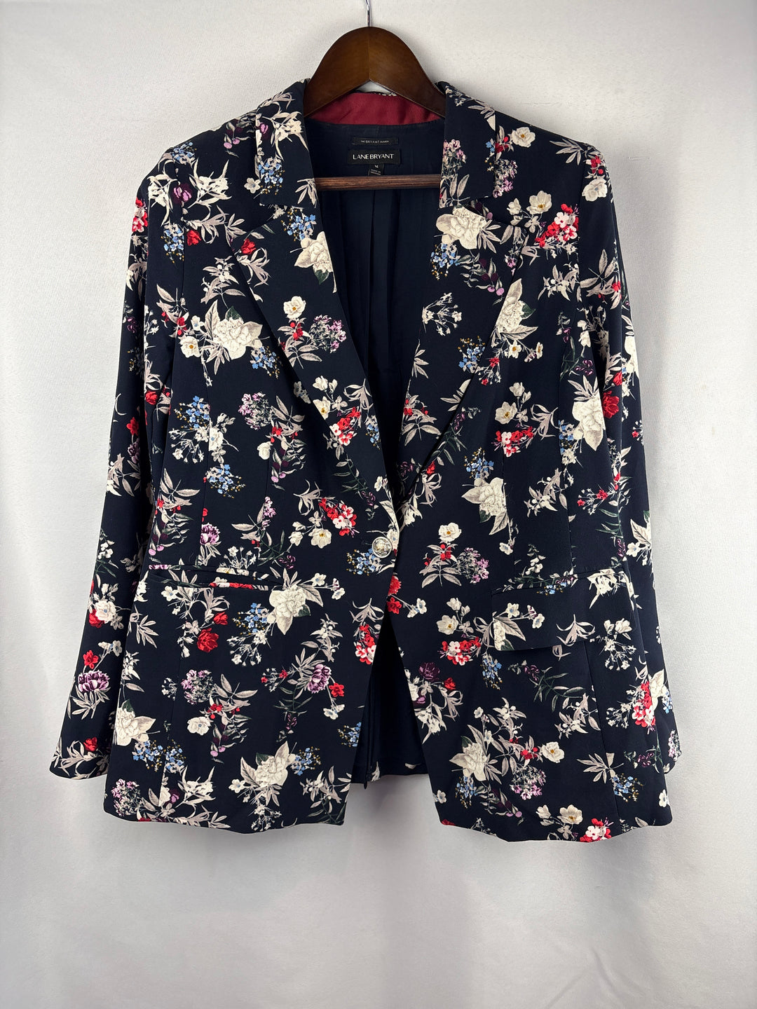 Women’s Lane Bryant Size 16 Navy Blue Floral Blazer