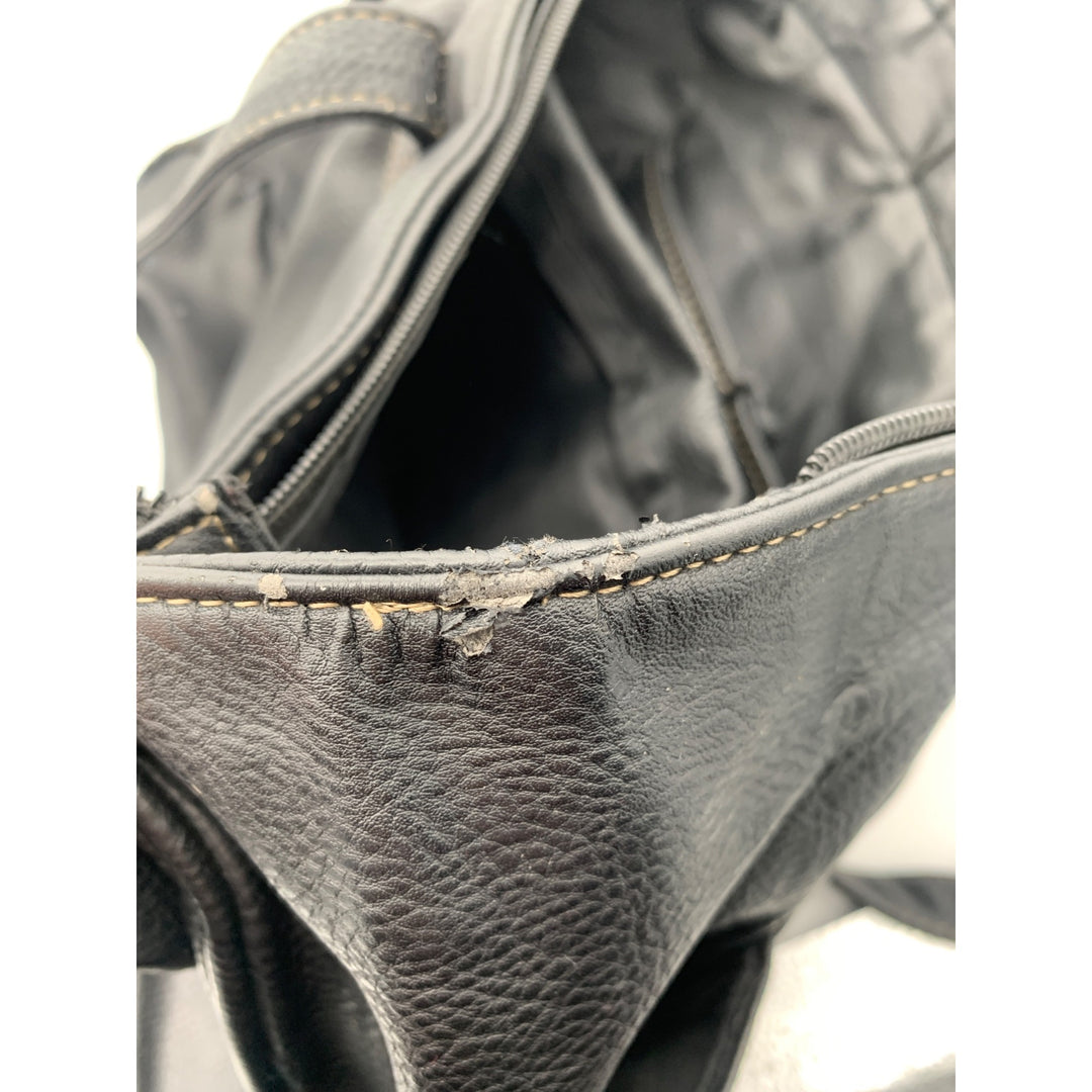 MultiSac Black Faux Leather Multi-Pocket Shoulder Bag With Adjustable Straps