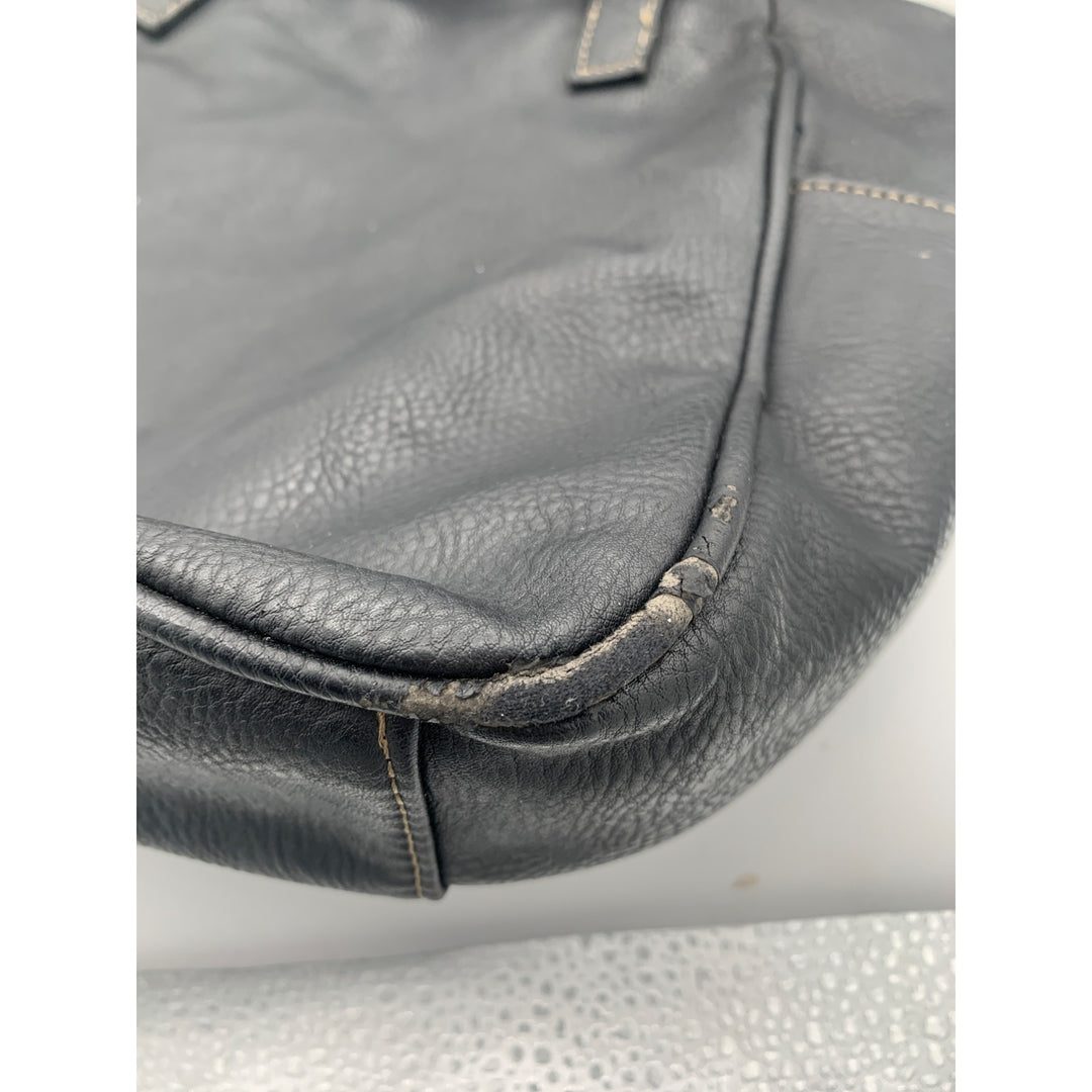 MultiSac Black Faux Leather Multi-Pocket Shoulder Bag With Adjustable Straps