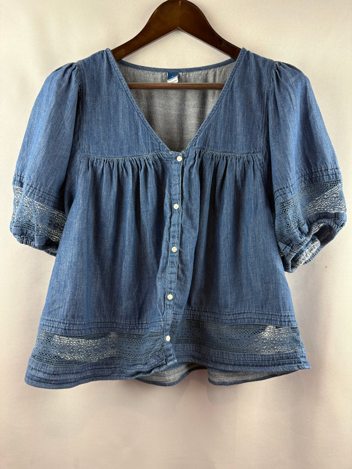 Women’s Old Navy Large Blue Denim Button Up Blouse