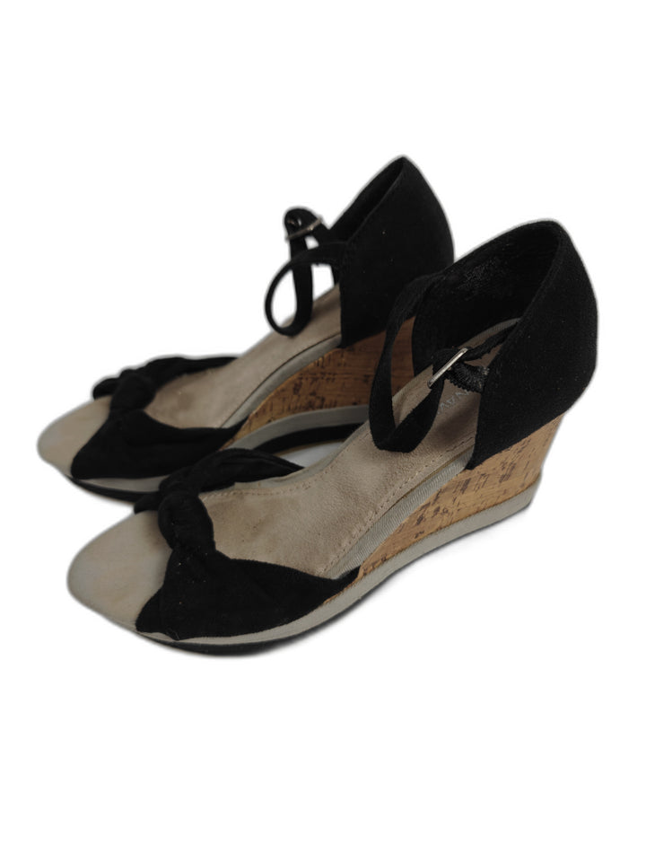 Womens Old Navy Wedge Sandals Black Tan Size 7