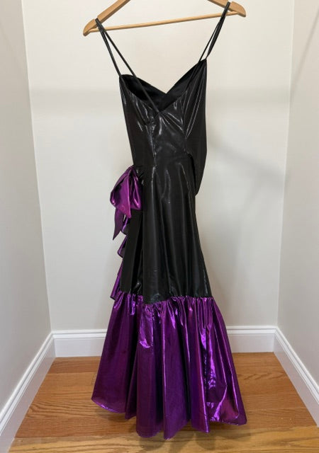 TD4 by Electra Vintage 80s Black Purple Foil Dress