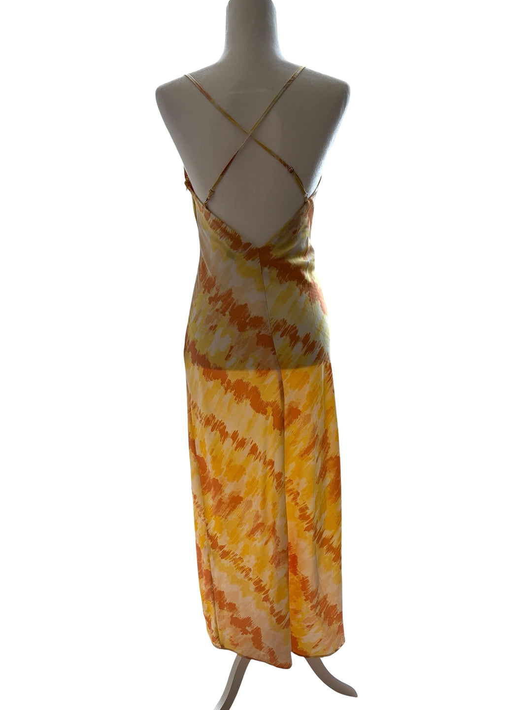 Forever 21 Women’s Yellow/Orange Tie Dye Slip Adjustable  Maxi Dress, Size M