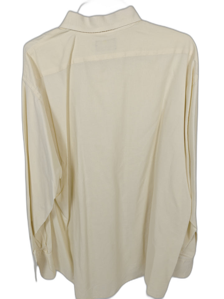 Stacy Adams Men's Ivory French Cuff Dress Shirt 18.5 36/37 Textured Formal Button Up