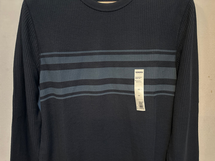 Men’s Sonoma Blue Striped Waffle Tee Size M