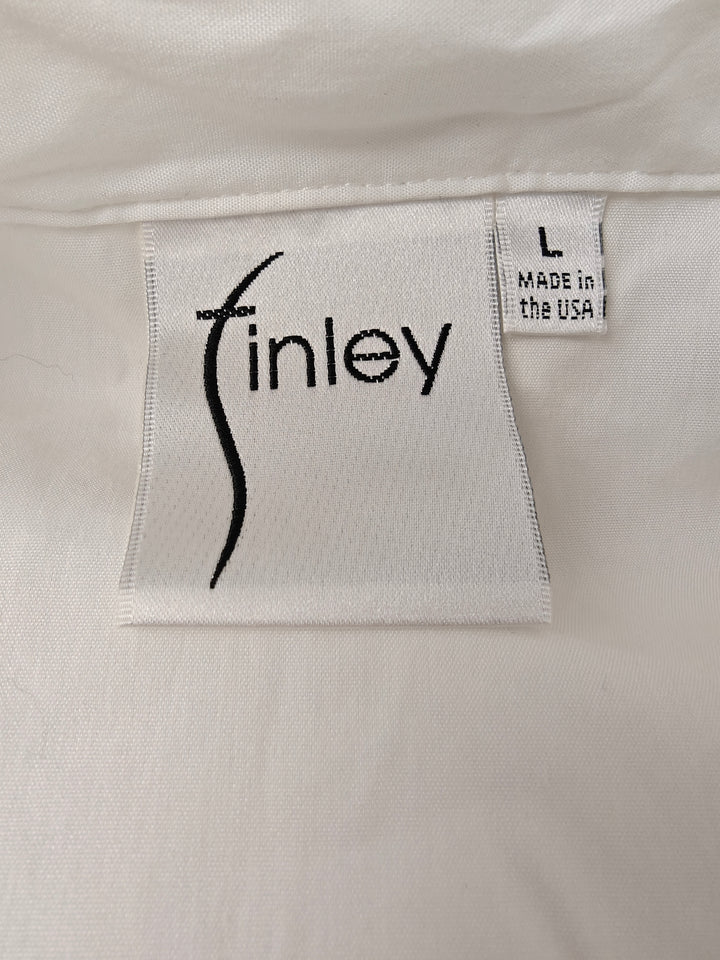 Women’s Finley White Ruched Button Front Blouse Size L