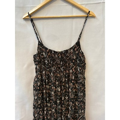 Reistor Size L Boho Floral Black Strappy Sundress