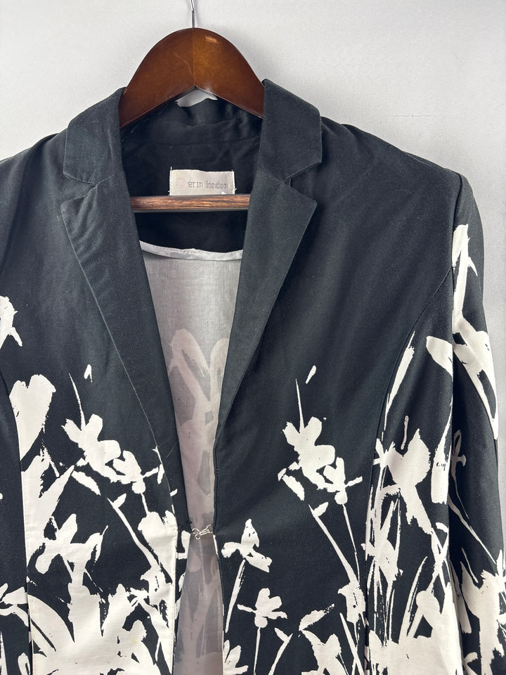 Women’s Erin London Small Black &amp; White Floral Blazer