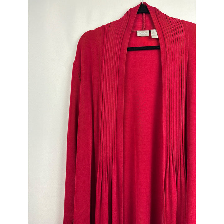 Women’s Chico’s Travelers Size 2XL Bright Red Long Sleeve Cardigan with Ribbed Detail