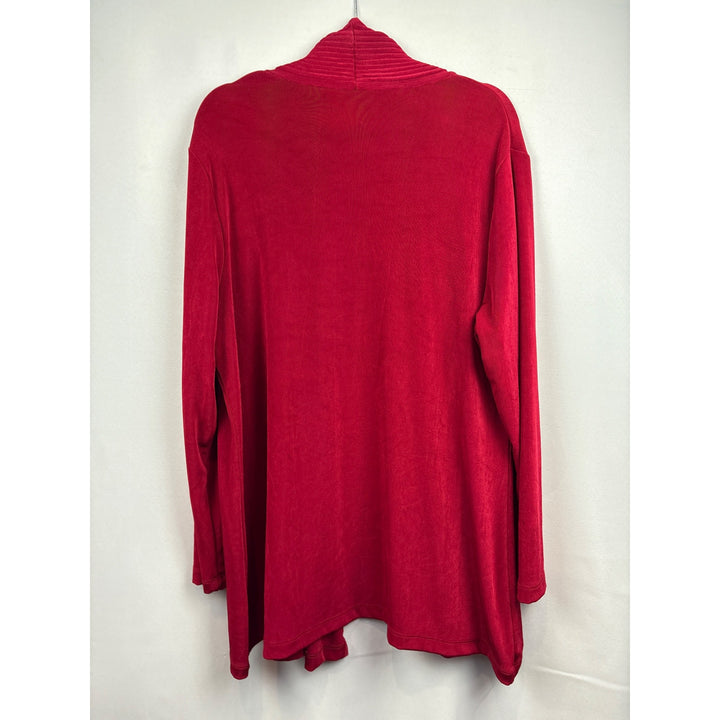 Women’s Chico’s Travelers Size 2XL Bright Red Long Sleeve Cardigan with Ribbed Detail