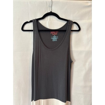 Calvin Klein Sleeveless Maxi Dress Size S Gray & White Striped Stretch Knit Womens