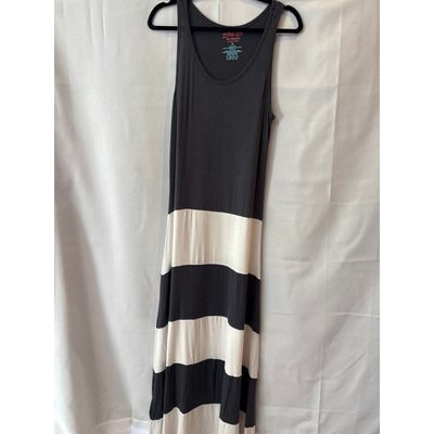 Calvin Klein Sleeveless Maxi Dress Size S Gray & White Striped Stretch Knit Womens