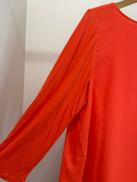 Jones New York Collection Mixed Media Asymmetrical Blouse Sz14
