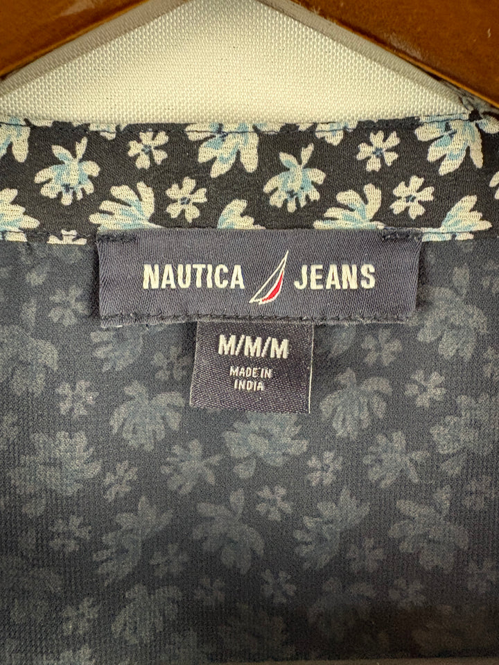 Women’s Nautica Jeans Medium Navy Blouse w/ Florals