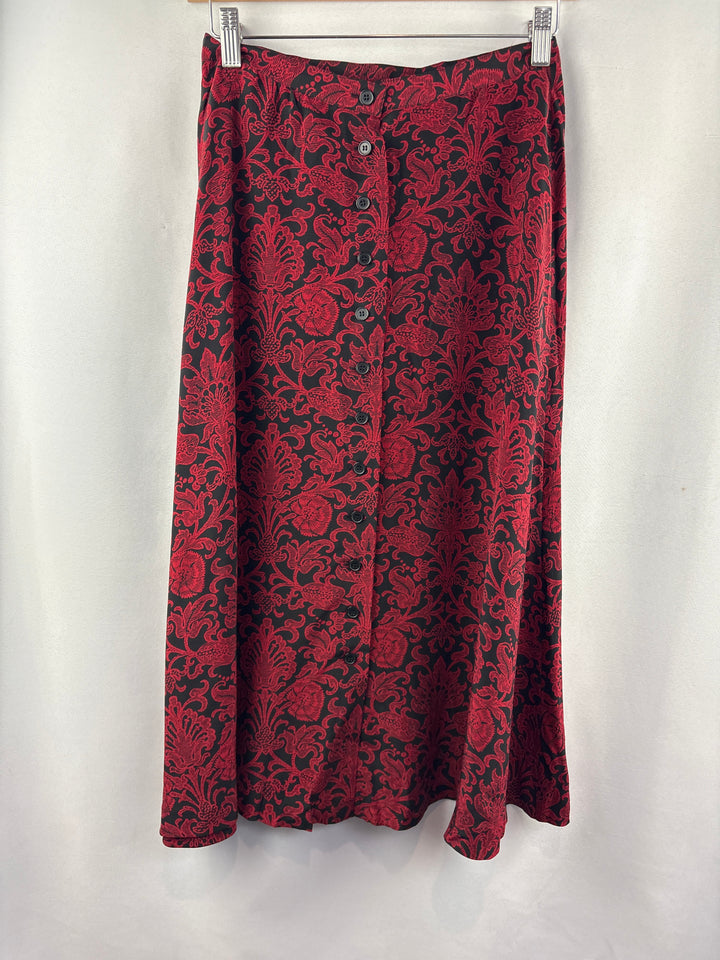 Women’s Jones New York Size 4 Red &amp; Black Paisley Maxi Skirt
