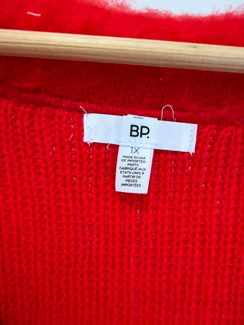 BP Mohair V‑Neck Oversized Red Sweater Sz1X NWT