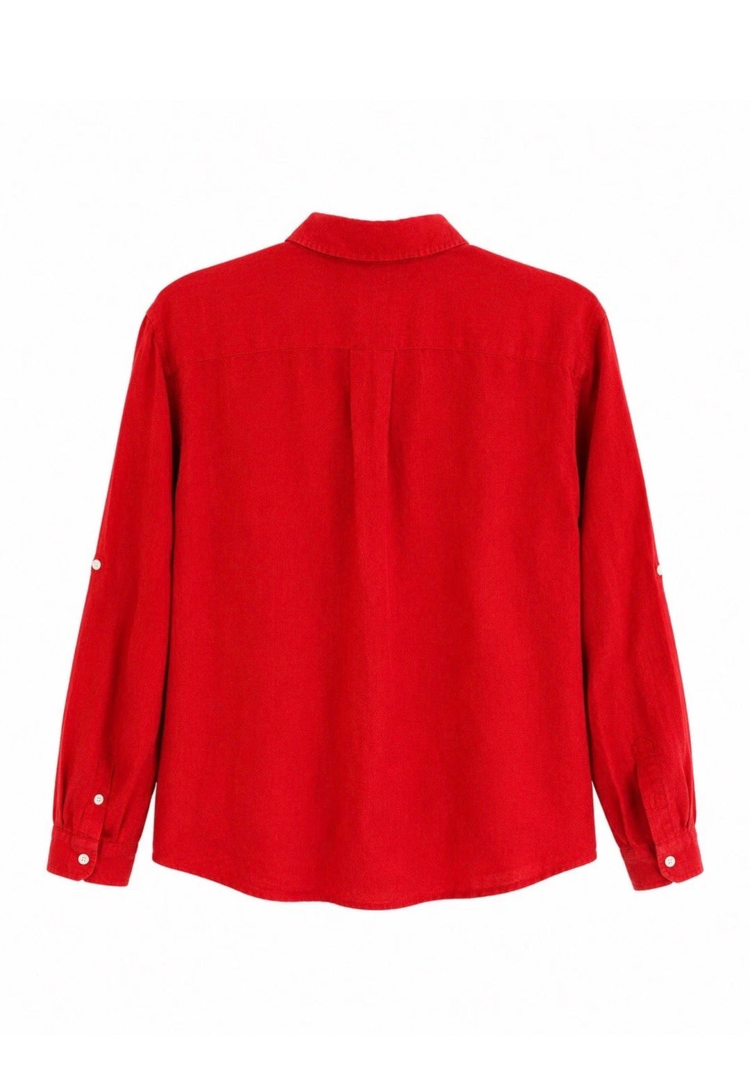 Lauren Ralph Lauren 100% Linen Red Button Up Shirt Womens 2X Roll Tab
