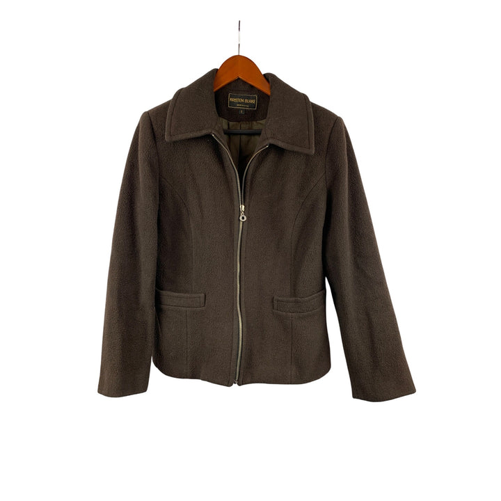 Kristen Blake Womens Brown Wool Blend Jacket Size S