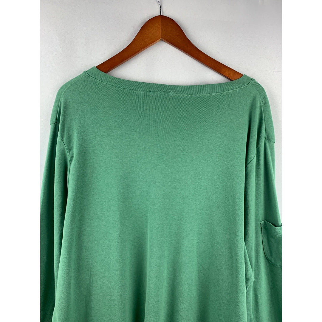 Women’s Fresh Produce Green V Neck Long Sleeve with Pocket Size 2X