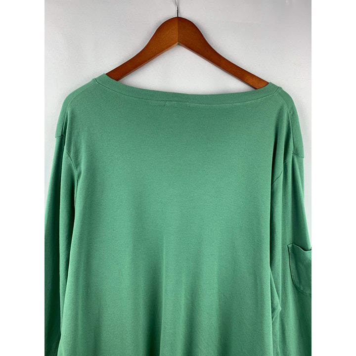Women’s Fresh Produce Green V Neck Long Sleeve with Pocket Size 2X
