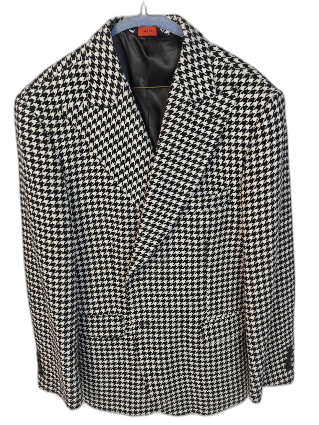 Linea Uomo Men's 48R Black White Houndstooth Sport Coat Blazer 2 Button Classic Fit