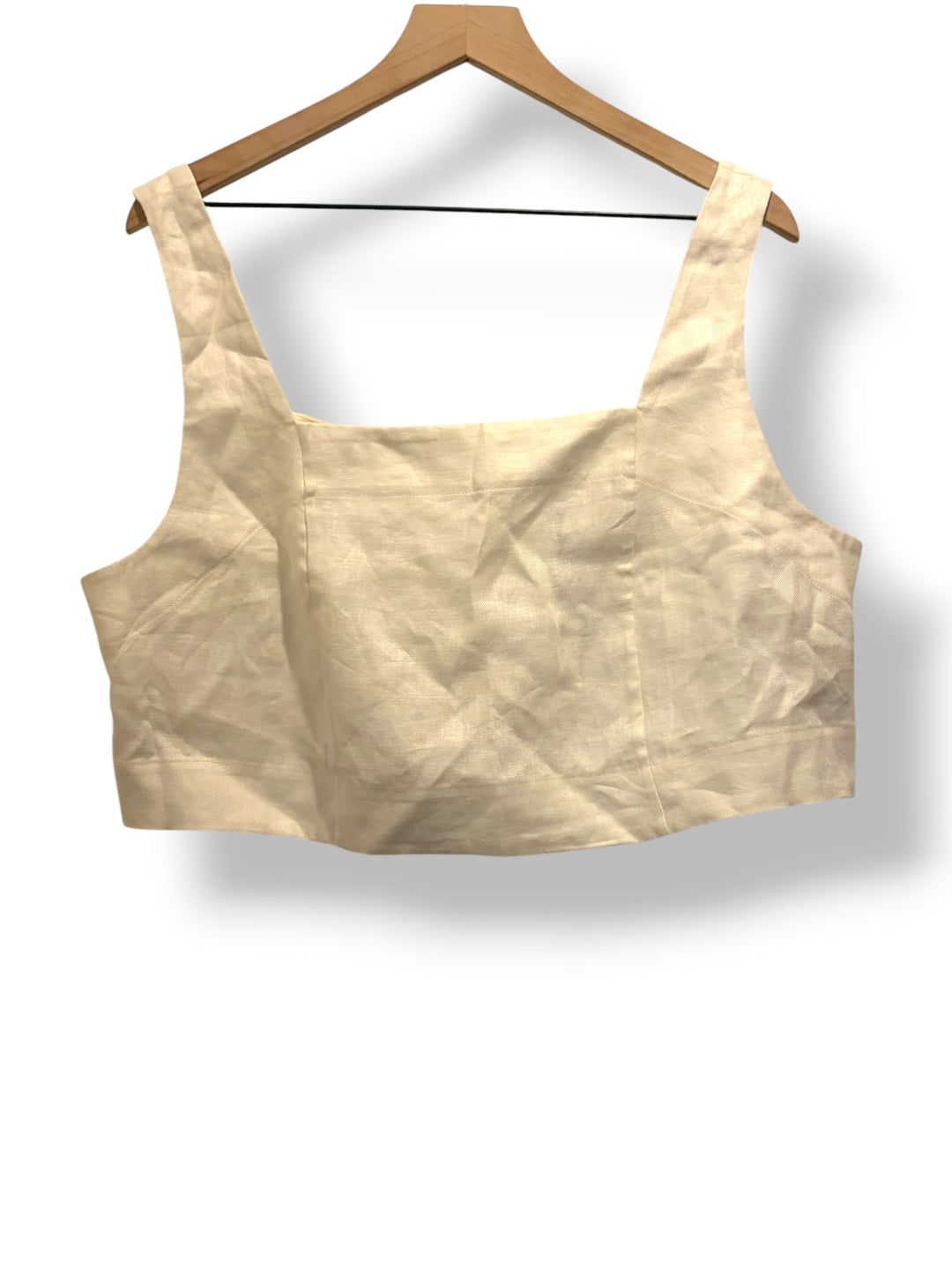 Banana Republic 100% Linen White Cropped Tank Top XL NWT Quiet Luxury Coastal