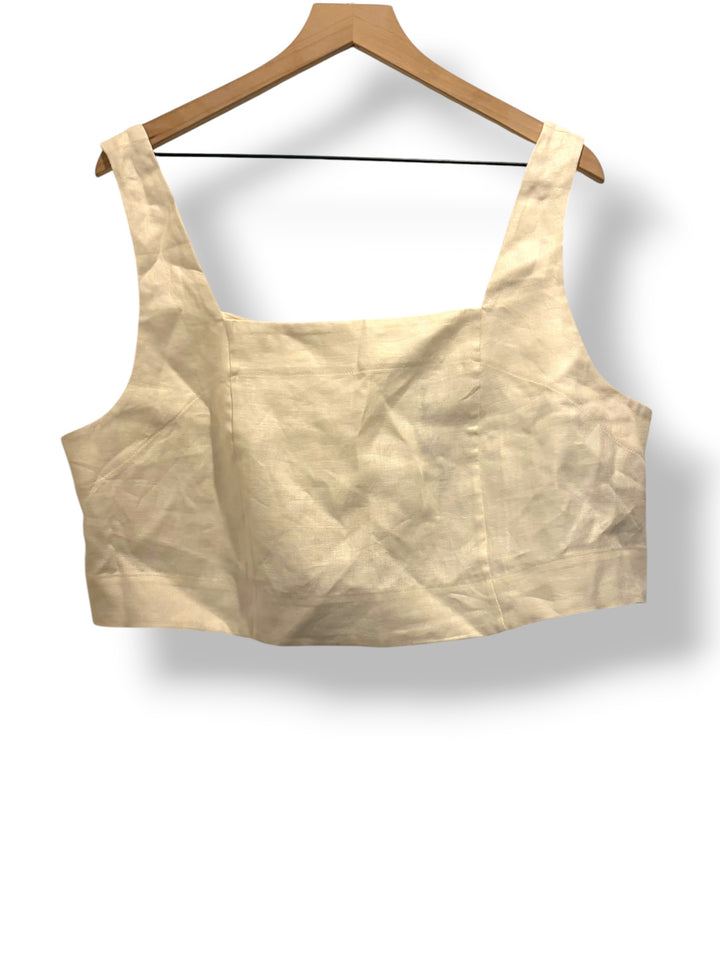 Banana Republic 100% Linen White Cropped Tank Top XL NWT Quiet Luxury Coastal