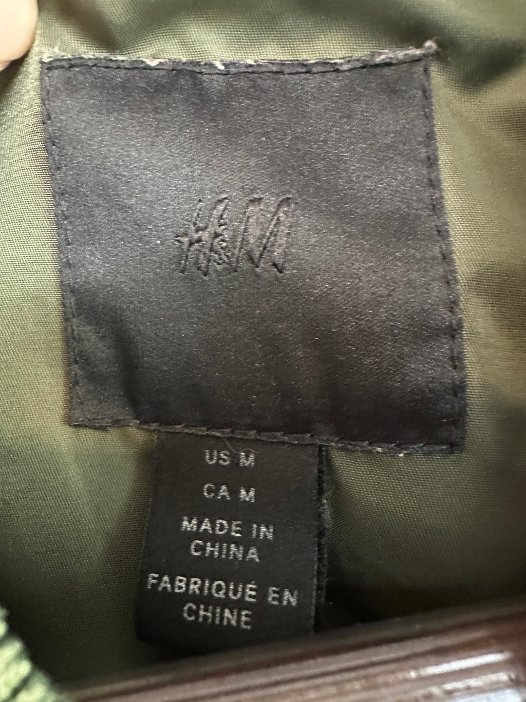 Men’s H&M Olive Green Bomber Jacket Size M