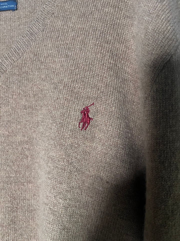 Vintage Polo by Ralph Lauren Pullover Beige 100% Lambs Wool Sweater Size XL