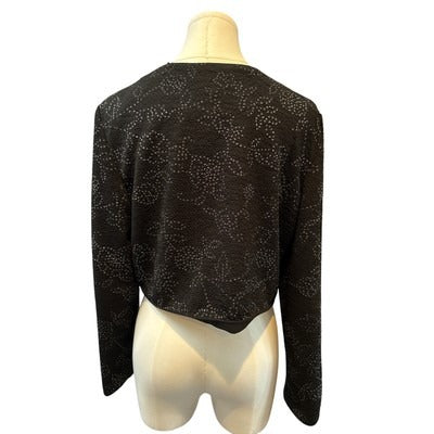 Women’s David Warren Black Floral Beaded Cropped Overcoat Sz L