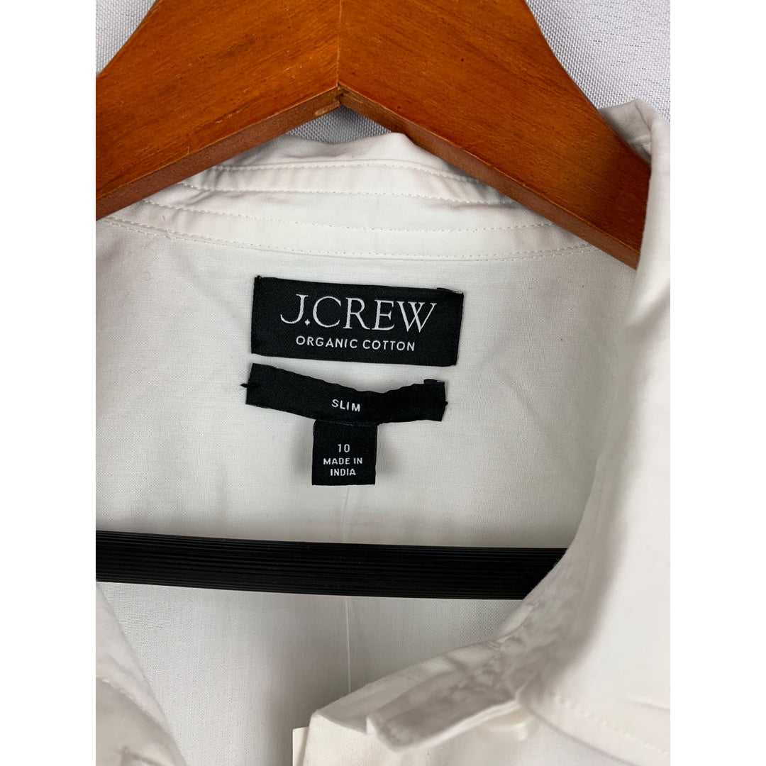 J.Crew Womens Slim Organic Cotton White Button-Down Shirt Size 10