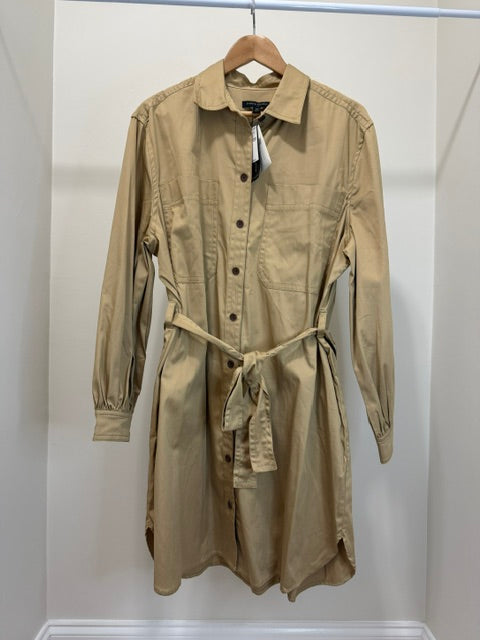 Banana Republic Camel Belted Cotton Blend Shirt Dress SzXL NWT