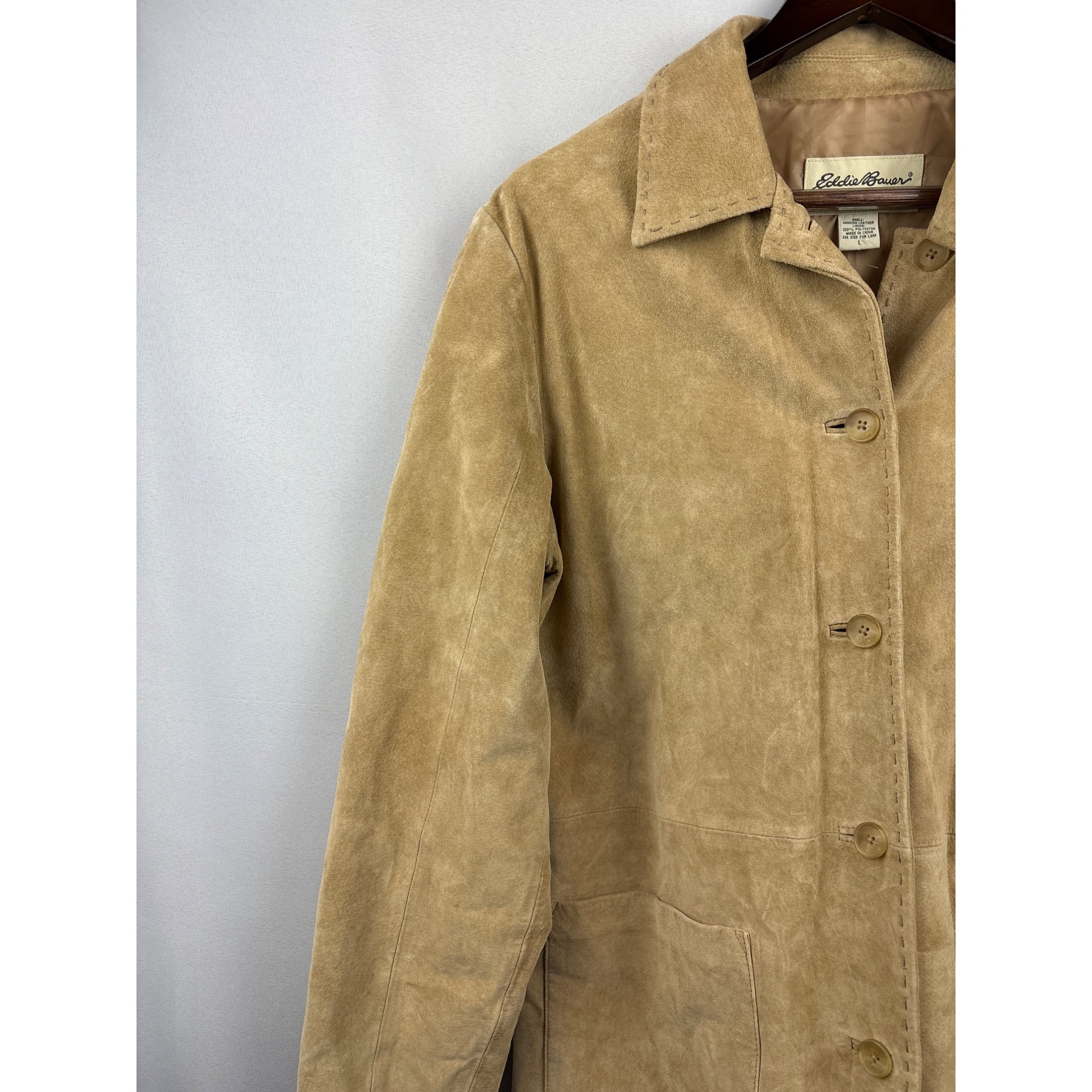 Women’s Eddie Bauer Large Tan Genuine Leather Suede Jacket