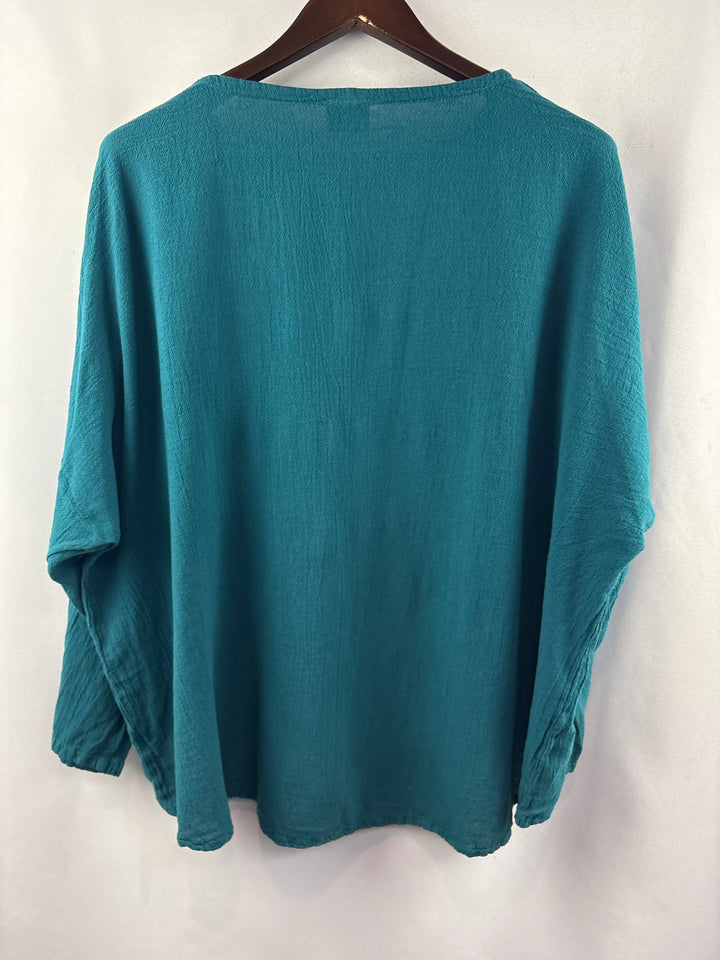 Women’s Oh My Gauze! XL Dark Teal Long Sleeve Blouse