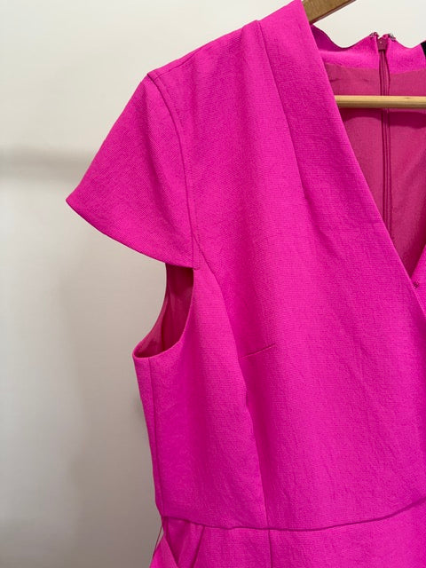 J.Crew Pink Triple Dobby Belted Faux Wrap Dress Sz14 NWOT
