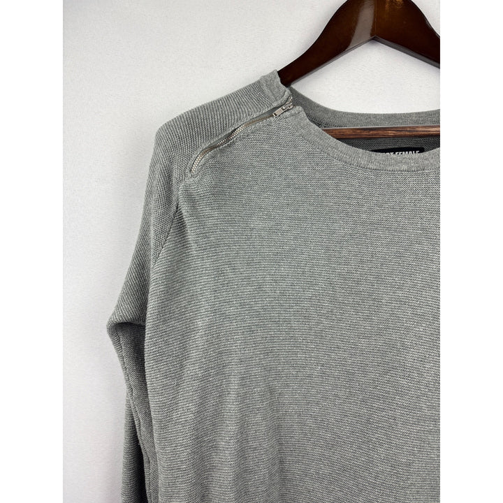 Women’s Just Female Medium Gray Long Sleeve Sweater with Shoulder Zippers