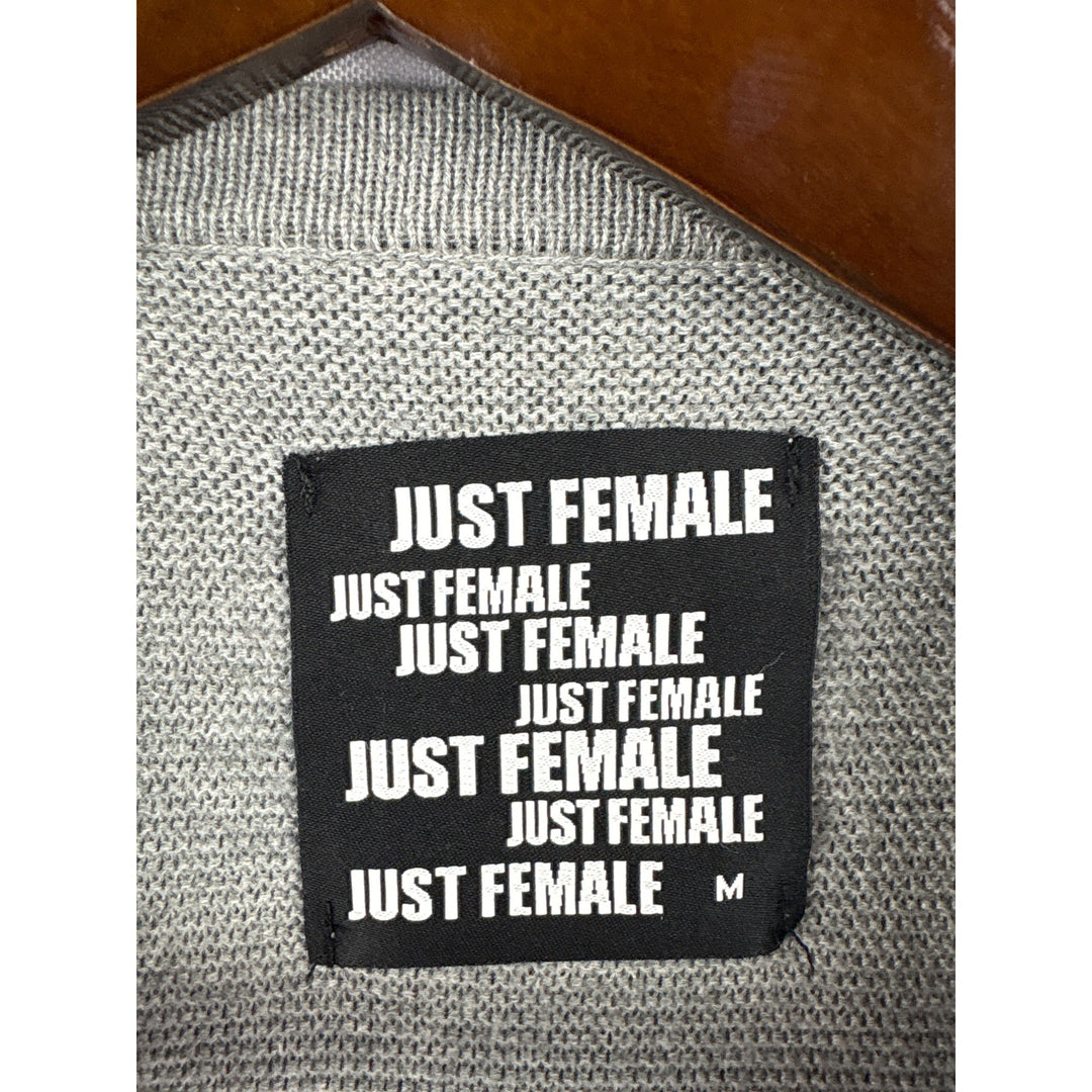Women’s Just Female Medium Gray Long Sleeve Sweater with Shoulder Zippers