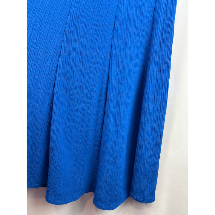 Susan Graver Womens XS Blue Crinkle Textured Midi Skirt