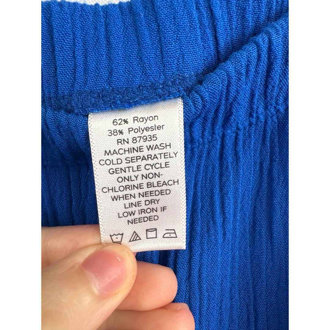 Susan Graver Womens XS Blue Crinkle Textured Midi Skirt