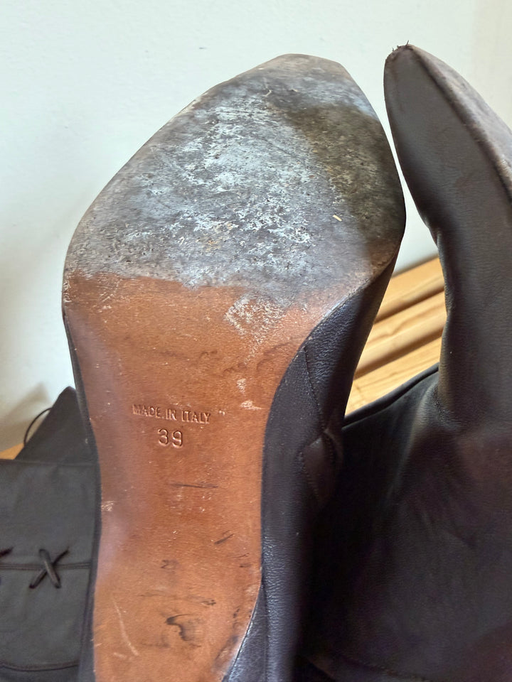 Christian Dior by John Galliano Vintage Lace-Up Knee High Leather Boots 39